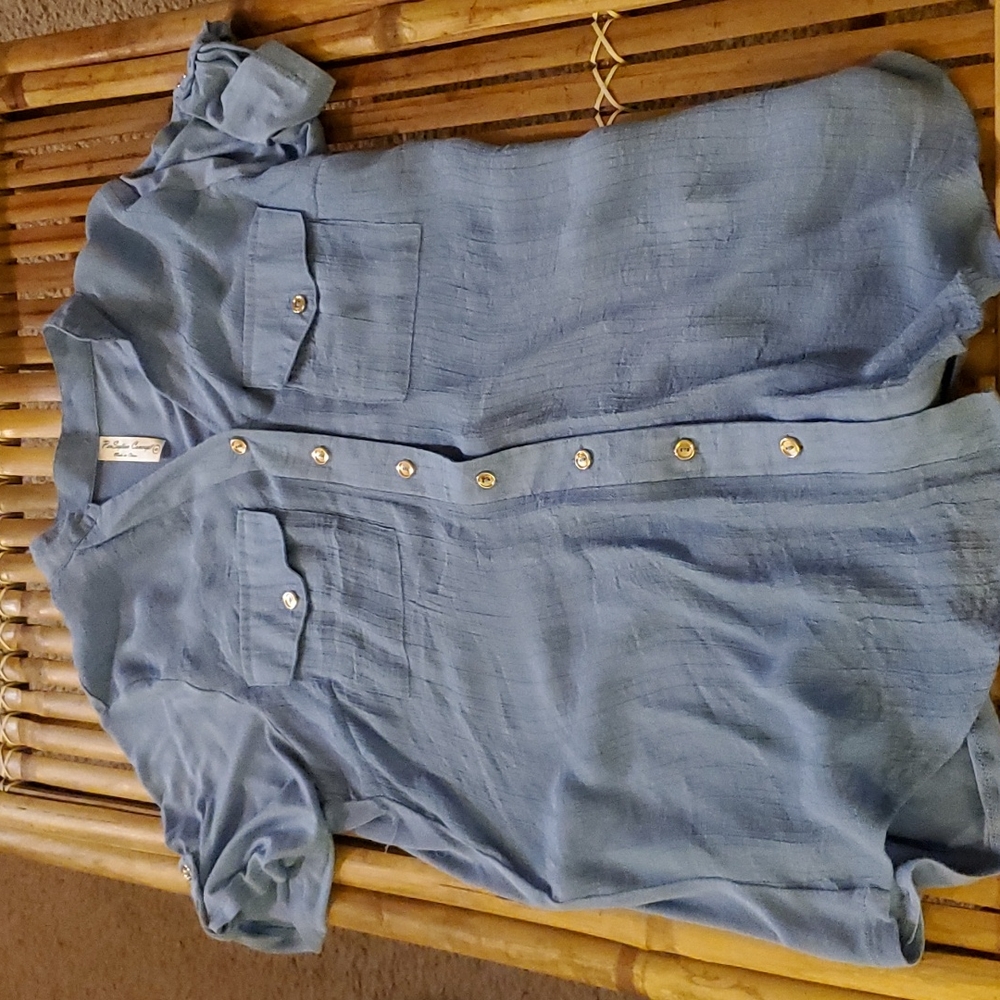 BLUE BLOUSE SHORT SLEEVES